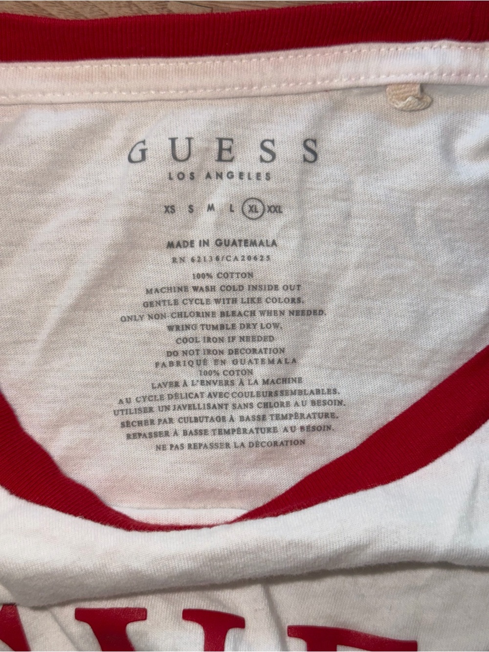 GUESS White & Red Logo Ringer Tee - Picture 4 of 6